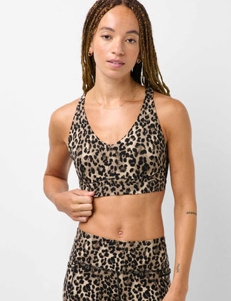 Power Pulse Piping Bra - Brown Ink Leopard Print