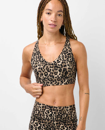 Power Pulse Piping Bra - Brown Ink Leopard Print