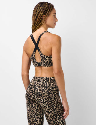 Power Pulse Piping Bra - Brown Ink Leopard Print