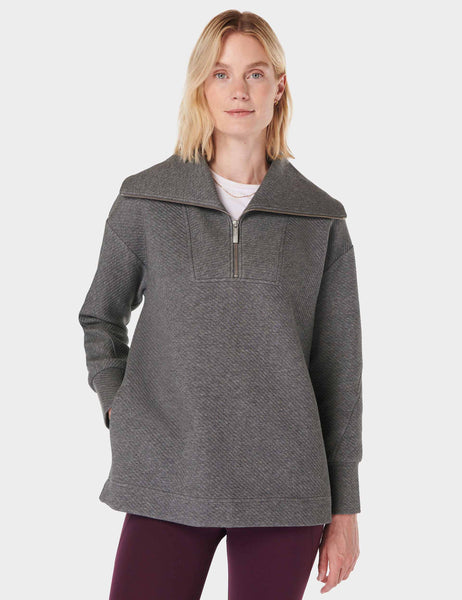 Sweaty Betty | Radiant Half Zip Sweatshirt -Charcoal | The