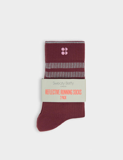Sweaty Betty Reflective Running Sock 2 Pack - Malbec Red/Whiteimages2- The Sports Edit