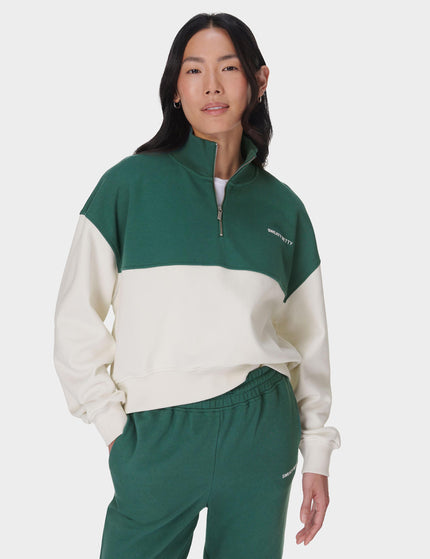 Sweaty Betty Revive Crop Half Zip - Glade Green Colour Blockimages1- The Sports Edit