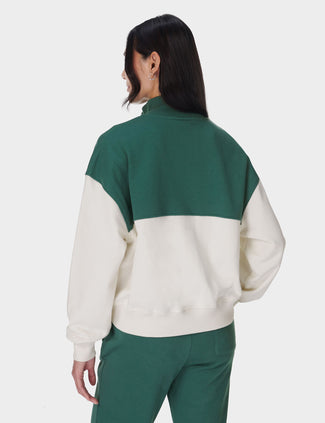 Revive Crop Half Zip - Glade Green Colour Block