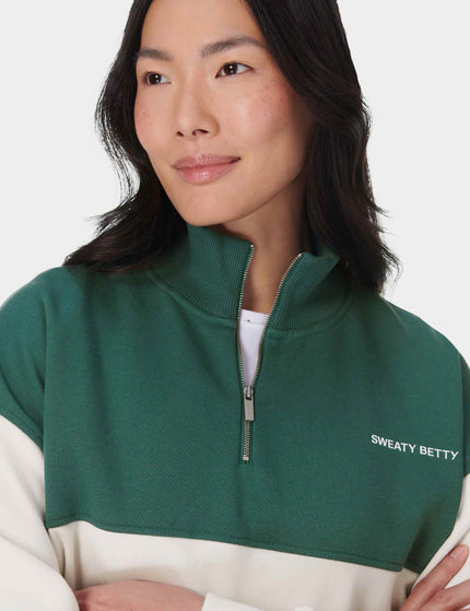 Sweaty Betty Revive Crop Half Zip - Glade Green Colour Blockimages3- The Sports Edit