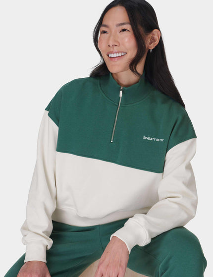 Sweaty Betty Revive Crop Half Zip - Glade Green Colour Blockimages4- The Sports Edit