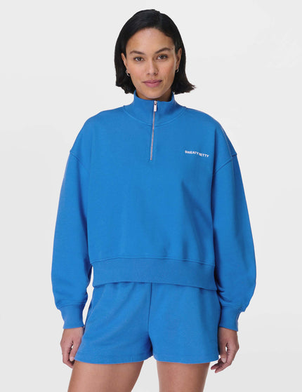 Sweaty Betty Revive Crop Half Zip - Tidal Blueimages1- The Sports Edit