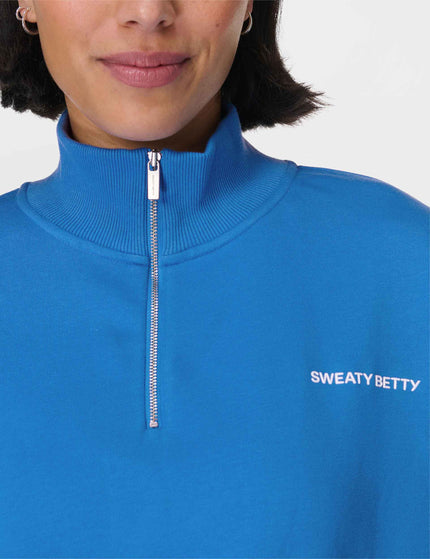 Sweaty Betty Revive Crop Half Zip - Tidal Blueimages3- The Sports Edit