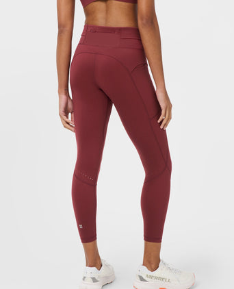Runner's High Power 7/8 Leggings - Merlot Red