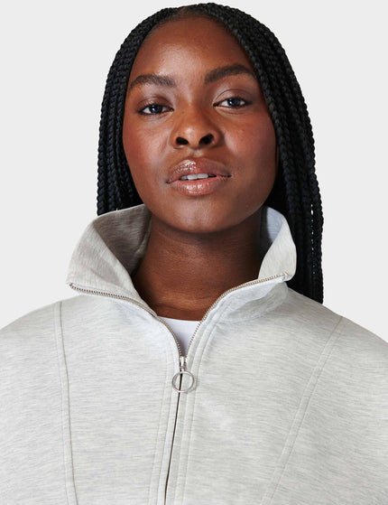 Sweaty Betty Sand Wash Funnel Neck Half Zip - Ice Grey Marlimages4- The Sports Edit