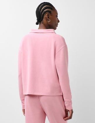 Sand Wash Half Zip Crop Sweatshirt - Deco Pink