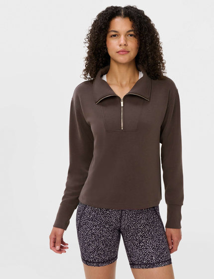 Sweaty Betty Sand Wash Half Zip Crop Sweatshirt - Espresso Brownimages1- The Sports Edit