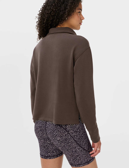 Sweaty Betty Sand Wash Half Zip Crop Sweatshirt - Espresso Brownimages2- The Sports Edit