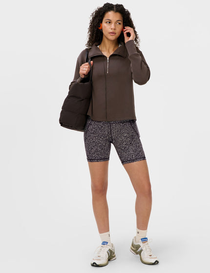 Sweaty Betty Sand Wash Half Zip Crop Sweatshirt - Espresso Brownimages6- The Sports Edit