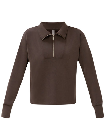Sweaty Betty Sand Wash Half Zip Crop Sweatshirt - Espresso Brownimages7- The Sports Edit