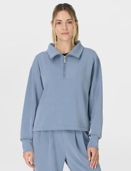 Sweaty Betty Sand Wash Half Zip Crop Sweatshirt - Luxe Blueimages1- The Sports Edit