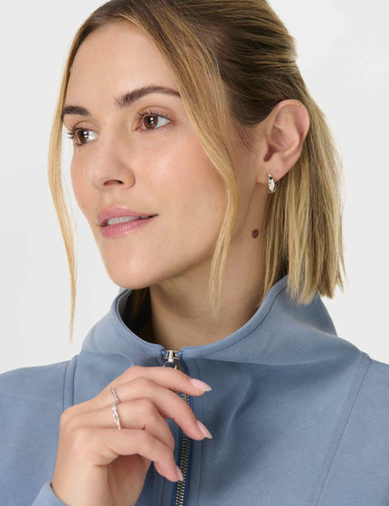Sweaty Betty Sand Wash Half Zip Crop Sweatshirt - Luxe Blueimages3- The Sports Edit