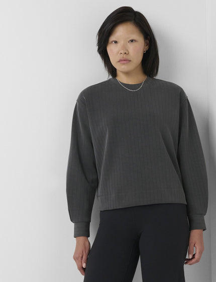 Sweaty Betty Sand Wash Pin Stripe Crew Neck Sweatshirt - Soot Greyimages1- The Sports Edit