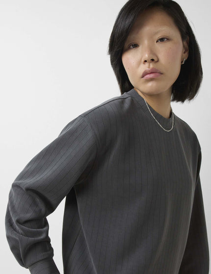 Sweaty Betty Sand Wash Pin Stripe Crew Neck Sweatshirt - Soot Greyimages3- The Sports Edit