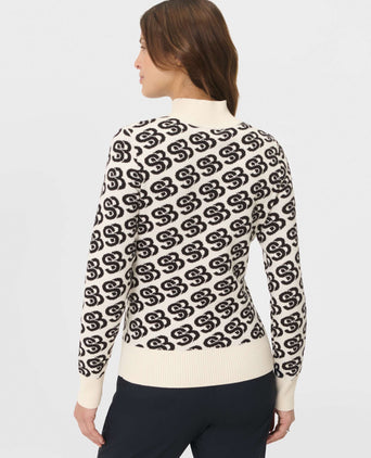 SB High Neck Ski Midlayer - White SB Jacquard