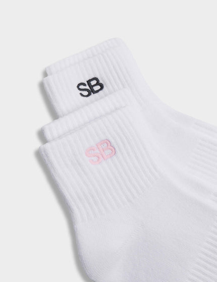Sweaty Betty SB Logo Mini Crew Socks 2 Pack - Whiteimages2- The Sports Edit