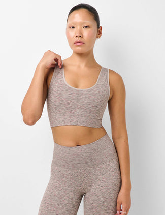 Seamless Space Dye Scoop Bra - Almond Beige