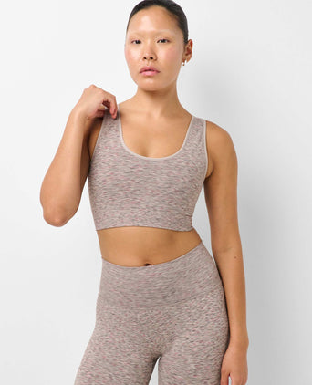 Seamless Space Dye Scoop Bra - Almond Beige