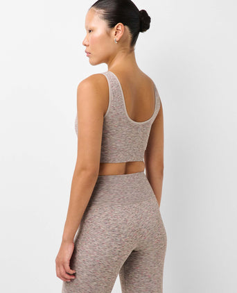Seamless Space Dye Scoop Bra - Almond Beige