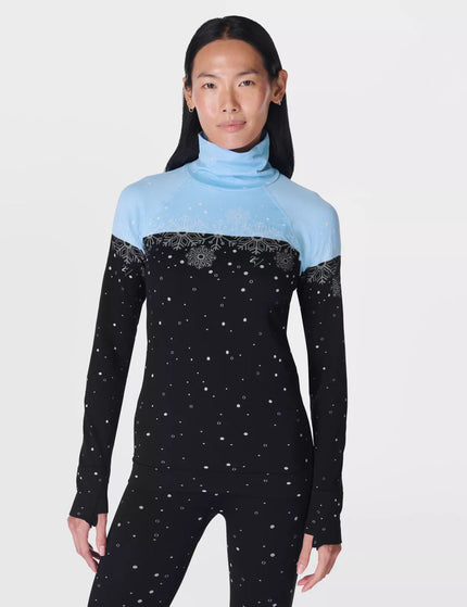 Sweaty Betty Snowflake Funnel Neck Base Layer Top - Blue Snowflake Jacquardimages1- The Sports Edit