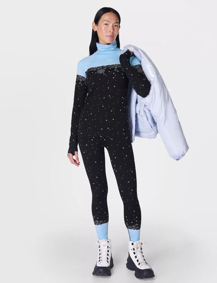 Sweaty Betty Snowflake Funnel Neck Base Layer Top - Blue Snowflake Jacquardimages6- The Sports Edit