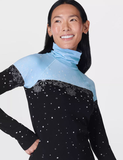 Sweaty Betty Snowflake Funnel Neck Base Layer Top - Blue Snowflake Jacquardimages5- The Sports Edit