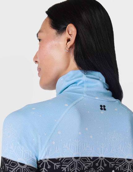 Sweaty Betty Snowflake Funnel Neck Base Layer Top - Blue Snowflake Jacquardimages4- The Sports Edit