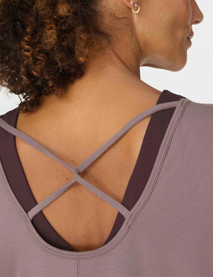 Sweaty Betty Soft Flow Strappy Back Boxy Long Sleeve Top - Grounded Brownimages4- The Sports Edit