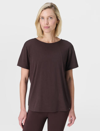 Soft Flow Strappy Back Boxy Tee - Sable Brown