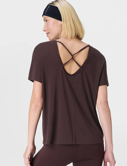 Sweaty Betty Soft Flow Strappy Back Boxy Tee - Sable Brownimages5- The Sports Edit