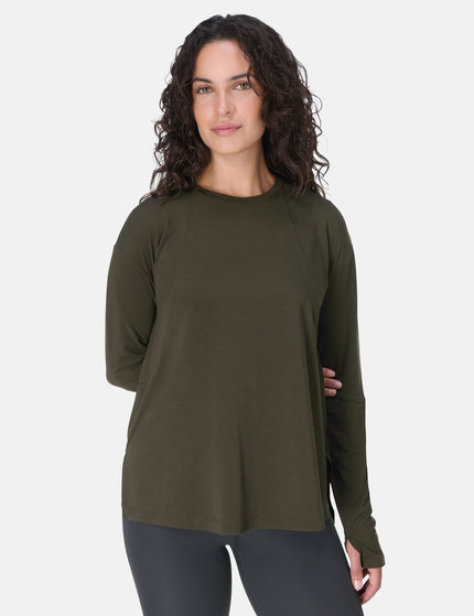 Sweaty Betty Soft Flow Studio Long Sleeve Top - Nori Greenimages1- The Sports Edit
