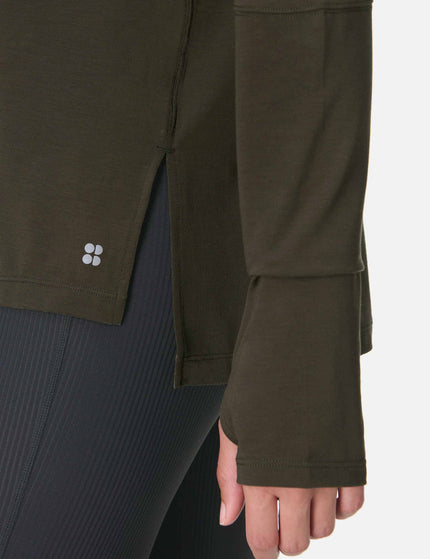 Sweaty Betty Soft Flow Studio Long Sleeve Top - Nori Greenimages4- The Sports Edit