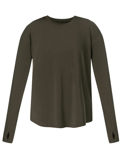 Sweaty Betty Soft Flow Studio Long Sleeve Top - Nori Greenimages8- The Sports Edit
