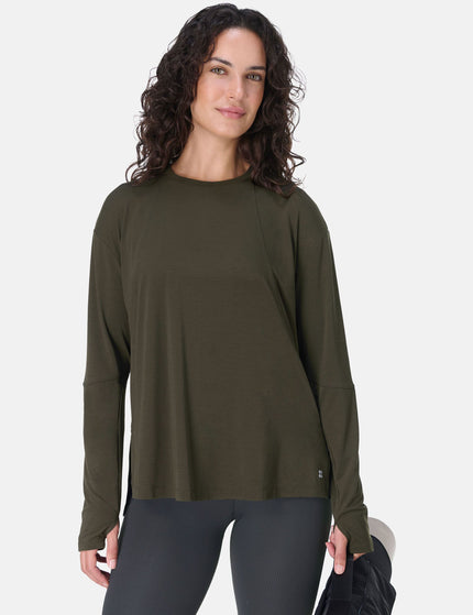 Sweaty Betty Soft Flow Studio Long Sleeve Top - Nori Greenimages5- The Sports Edit