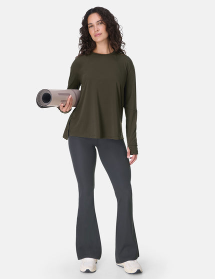 Sweaty Betty Soft Flow Studio Long Sleeve Top - Nori Greenimages6- The Sports Edit