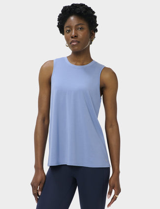 Soft Flow Studio Open Back Tank Top - Faded Blue