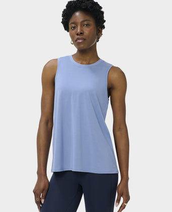 Soft Flow Studio Open Back Tank Top - Faded Blue