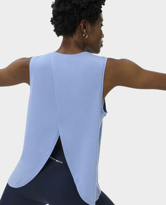 Soft Flow Studio Open Back Tank Top - Faded Blue