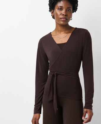 Soft Flow Studio Wear Your Way Long Sleeve Top - Espresso Brown