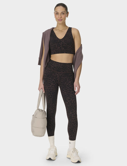 Sweaty Betty Ultimate Studio Voop Bra - Brown Leopard Skin Printimages5- The Sports Edit