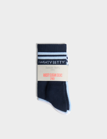 Sweaty Betty Varsity Slogan Socks 3 Pack - Navy Blueimages2- The Sports Edit