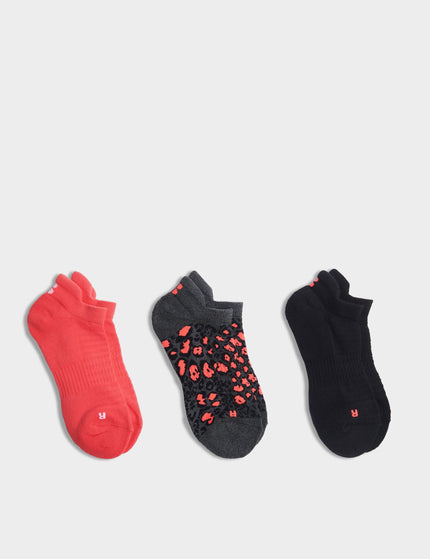 Sweaty Betty Workout Trainer Socks 3 Pack - Black Luxe Leopard Printimages1- The Sports Edit