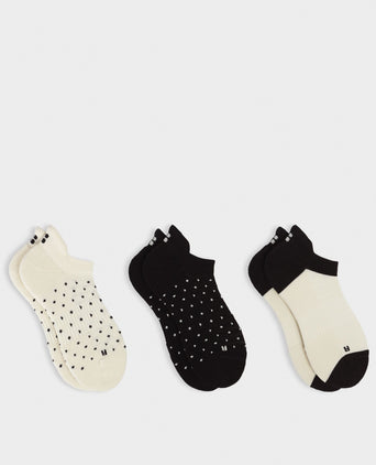Workout Trainer Socks 3 Pack - Cream SB Polka Print