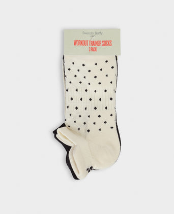 Workout Trainer Socks 3 Pack - Cream SB Polka Print
