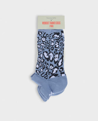Workout Trainer Socks 3 Pack - Grey Animal/Faded Blue/White