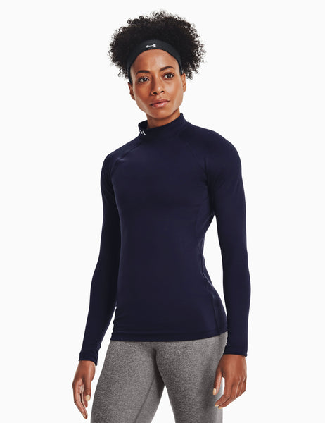 Under Armour ColdGear Authentics Mock Neck Navy The Sports Edit